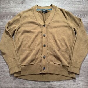 Bonobos Cardigan Mens Large Beige Solid Button Front Sweater Knit 100% Cotton